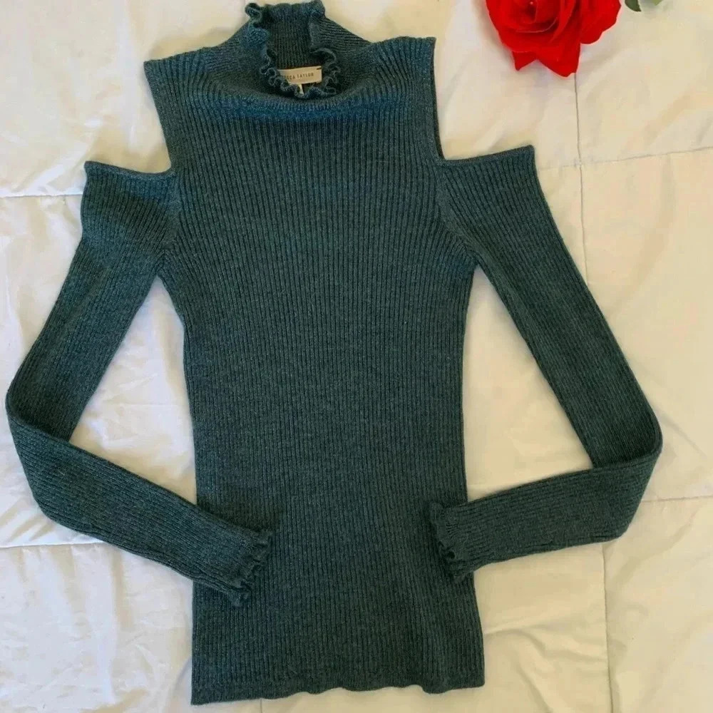 Rebecca Taylor Ribbed Ruffle top - Picture 4 of 9